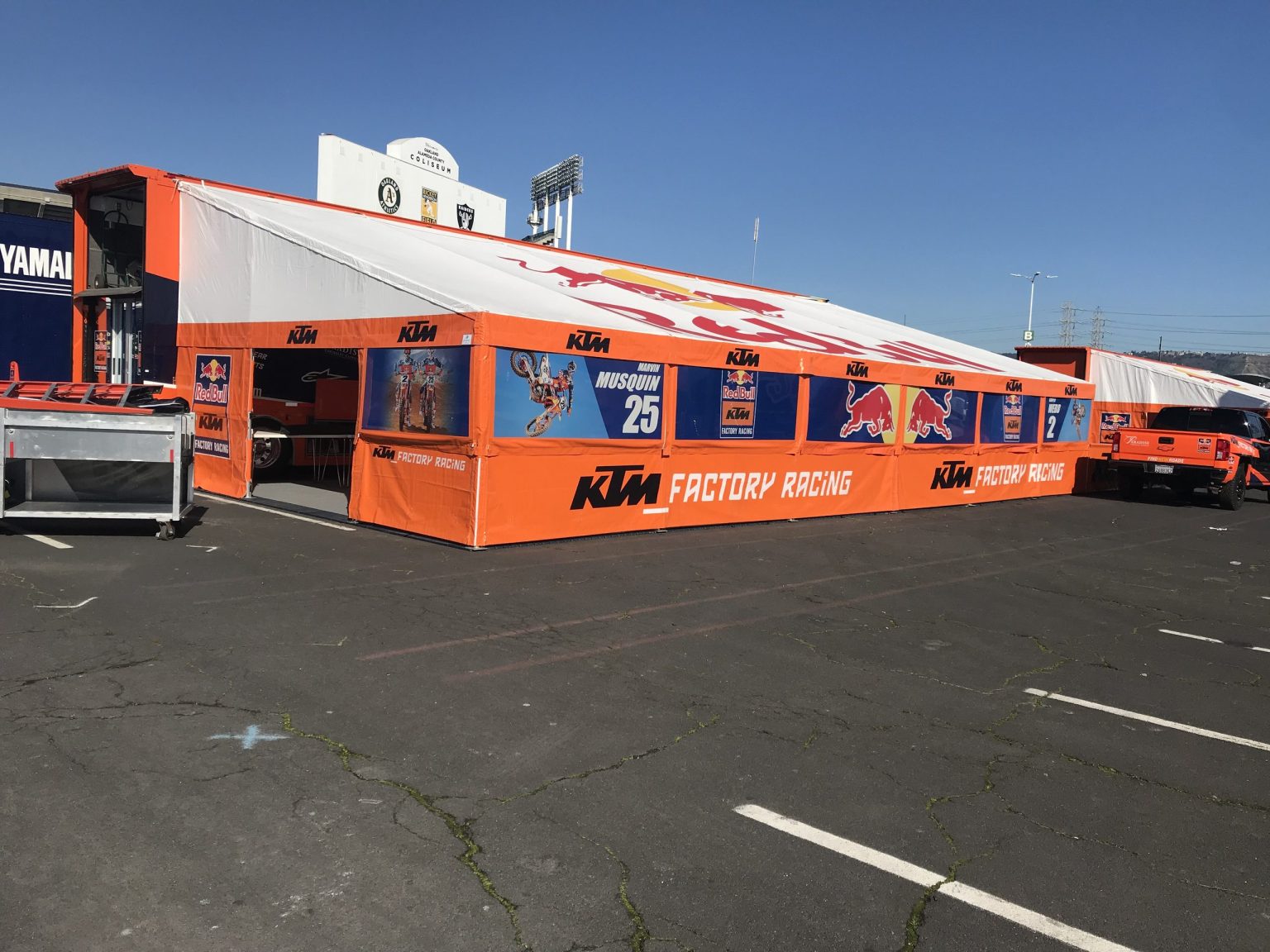 Pit canopy for KTM Factory Racing at AMA Supercross Oakland
