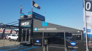 Custom race trailer awning for Wayne Taylor Racing, IMSA paddock